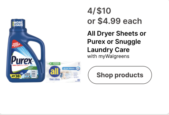 Laundry Scenario at Walgreens! As low as $1.62 each!